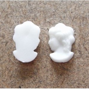 画像: White Cameo Heads 10*6mm(3個入り）