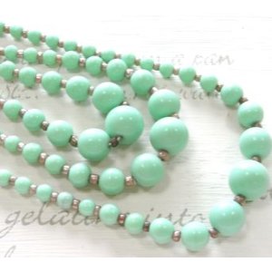 画像: 3strand Graduated Mint Green Glass Beads