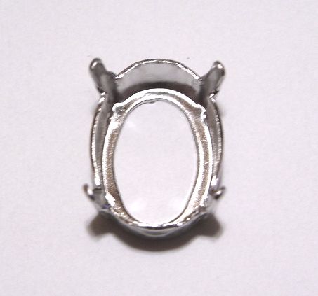 画像1: 4hole Silver Toned Oval 14*10mm