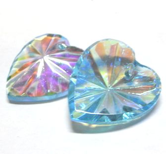 画像1: Aqua AB Star Brust Heart Pendant