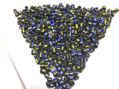 画像1: Black,Blue & Green Striped Seed beads