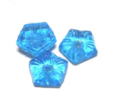 画像1: Aqua Flat Floer Glass Beads(3個入り）