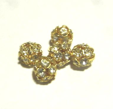 画像1: Brass/Crystal Rhinestone Ball 6mm