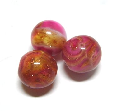 画像1: Rose Topaz White Satin Marbled Glass Beads