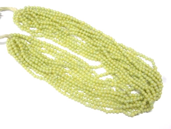 画像2: Louis Rousselet Lt Green Round Hollow Glass Beads(1連）