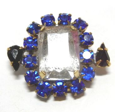 画像1: Vintage Rhinestone Button 32*27mm