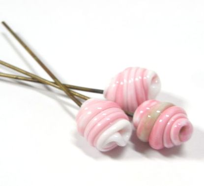 画像1: Pink/White Twisted Head Pin 13*11mm