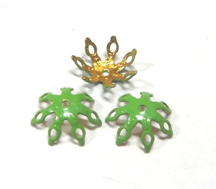 画像1: Lt.Green Enamel Beads Cap 11mm