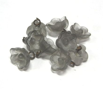 画像1: Frosted Dark Gray 1ring Flower Beads 10 mm(10個入り）