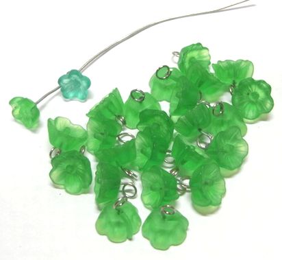 画像1: Frosted Green 1ring Flower Beads 5&7mm(23+2個）