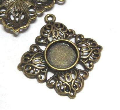 画像1: 1ring Filigree Frower Pendant Setting for 10mm