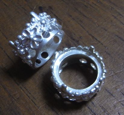 画像1: Matte Silver Flower Round Setting for 15mm