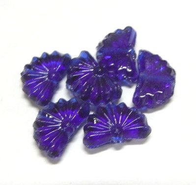 画像1: Dark Navy Fan Beads 8*5mm