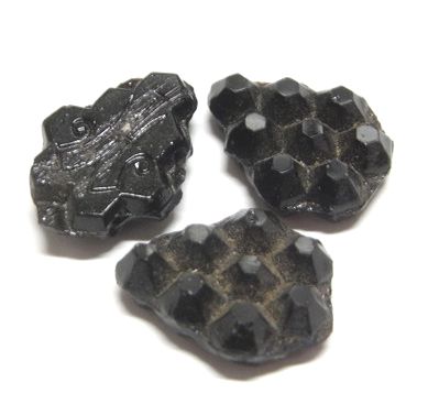 画像1: 2hole Jet Textured Beads 15*12mm