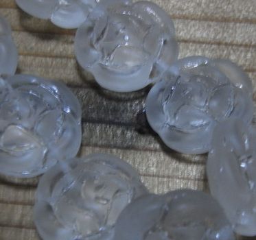 画像1: Frosted Clear Rose Beads 15.6mm