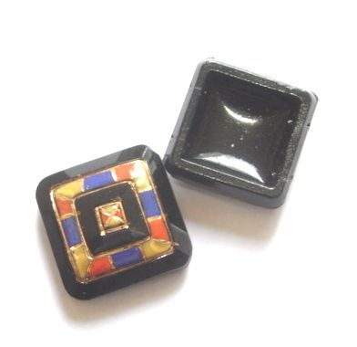 画像1: 2hole French Jet Square Deco Beads 21mm