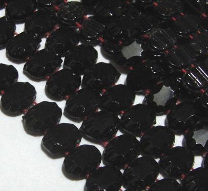 画像1: French Jet 2hole Oval Beads 7.5*5mm (10個入り）