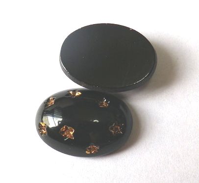 画像1: Black w/Gold Star Oval Cab 18*13mm