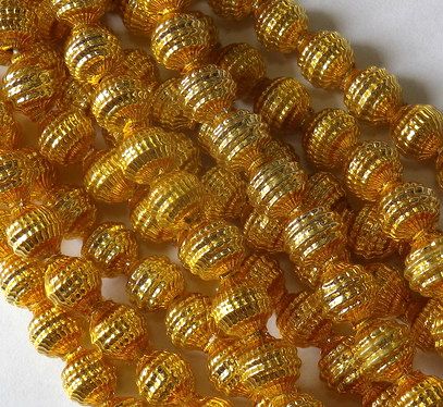 画像1: Gold Hollow Glass Beads 8mm (5個入り）