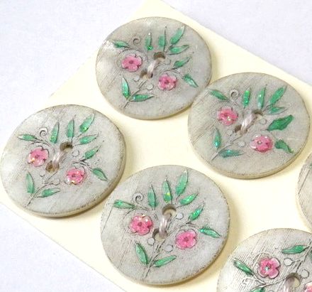 画像1: Flower enamel Paited White Button 22.5mm 