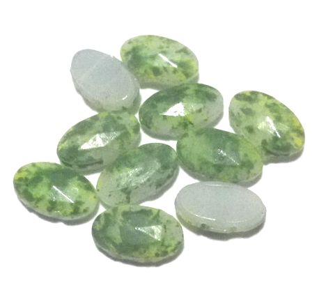 画像1: Green Marble Oval 2hole Beads 11*6.5mm (4個入り）