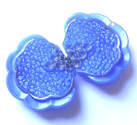 画像1: Antique Lt.Blue Glass Buckle 50*77mm