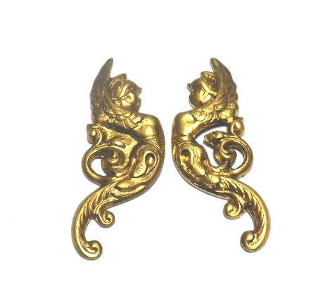 画像1: Brass Art Nouveau Divine Parts 30*12mm (1pair)