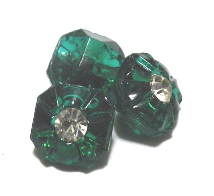 画像1: Anique Emerald Square Glass Button 10mm