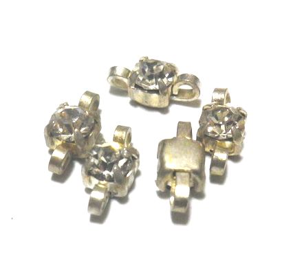 画像1: Silver Toned Rhinestone Connector 10*4mm