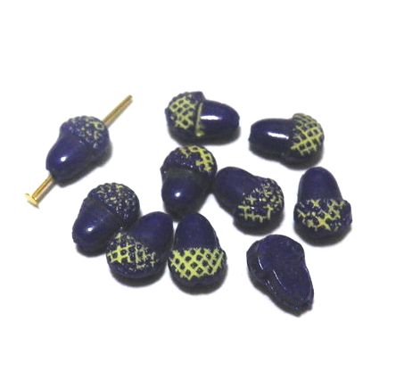 画像1: Opaque Navy Acorn Beads 6*5mm (10個入り）