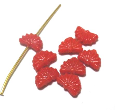 画像1: Opaque Red Fan Beads 8*5mm