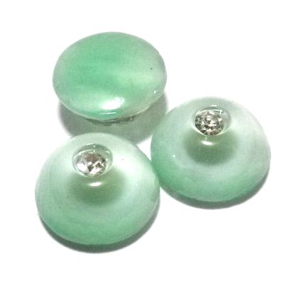 画像1: Green Moonstone w/Rhinestone FB Round 12.5mm