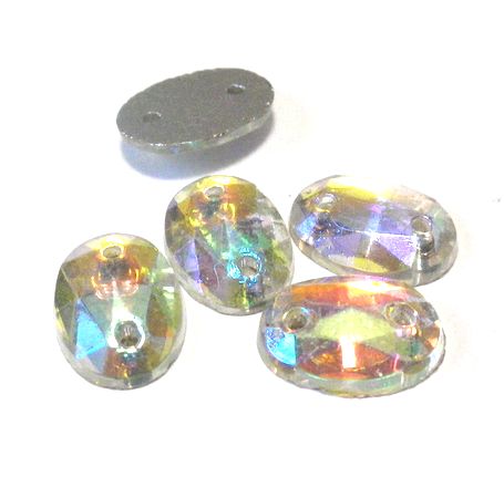 画像1: Crystal AB Oval Sew on Stone 9.5*7mm (5個入り）