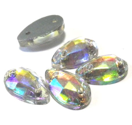 画像1: Crystal AB Pear Sew on Stone 10*6mm (5個入り）