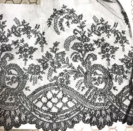 画像1: French Antique Black Lace 39cm×195cm