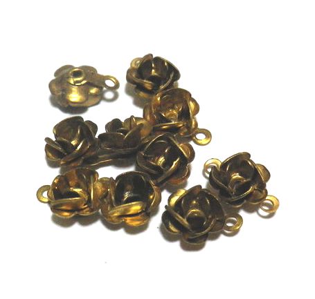 画像1: Brass Rose1ring Charm 10×8mm (10個入り)