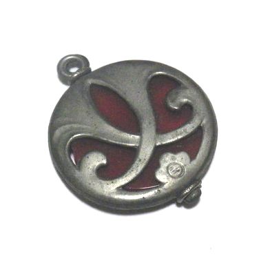 画像2: Vintage Opaique Red Stone Metal Charm