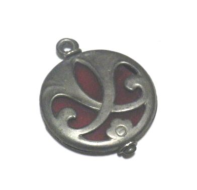 画像1: Vintage Opaique Red Stone Metal Charm