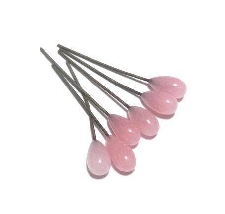 画像1: Pink Drop Wired Beads 