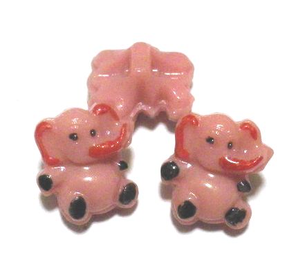 画像1: Vintage Pink Eephant Gass Button 13*11mm