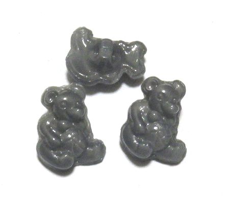 画像1: Vintage Grey Bear Gass Button 13.5*10.5mm