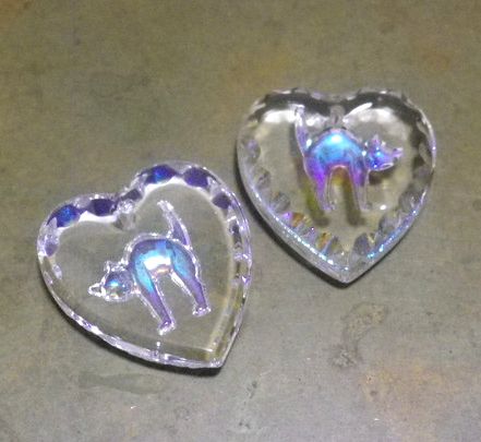 画像2: Vintage Crystal AB Cat Heart Pendant 20*18mm