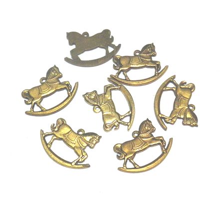 画像1: Vintage Brass Rocking Horse Charm