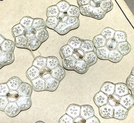 画像1: Vintage Flower Glass Button 17.5*16mm