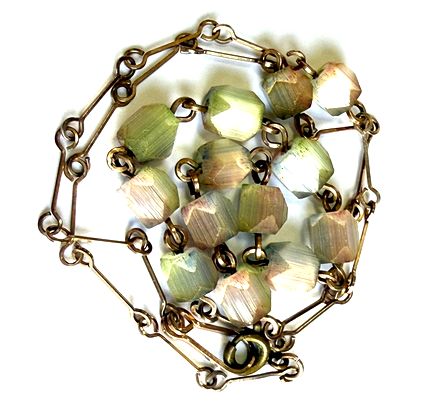 画像1: Antique Satin Glass Iris Necklace