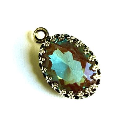 画像1: Antique Saphiret Oval (unfoiled、セット済み）12.5*10mm