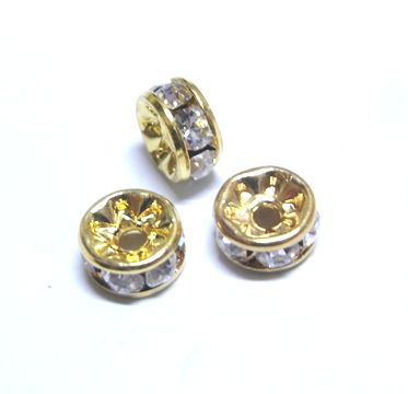 画像1: RS Crystal/Gold Rondelle 5mm(2個入り）