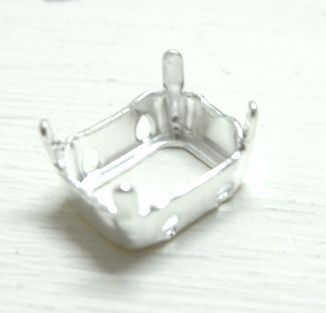 画像1: Silver Plated Sew on Setting Octagon10*8mm(OB)